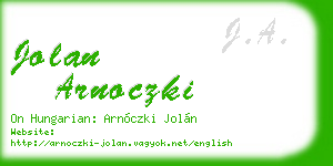 jolan arnoczki business card